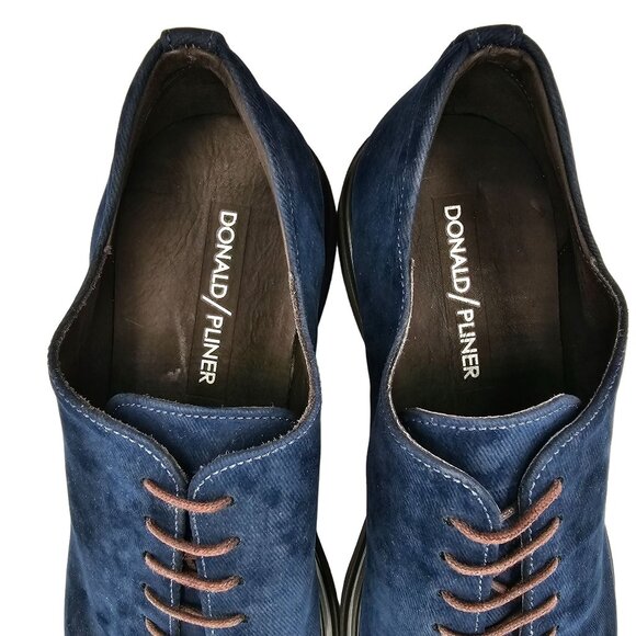 NEW Donald Pliner Distressed Navy Blue Velvet Dress Shoes Men 10 Wholecut Oxford - Picture 11 of 13